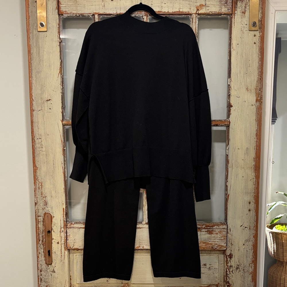 Elegant Black Turtleneck Sweater Set